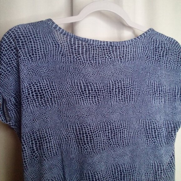 Michael Michael Kors Shirt Women S Short Sleeve Stretch Animal Print Blue Black - Picture 3 of 14